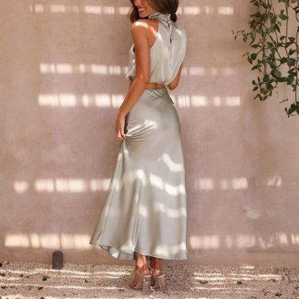 Women’s 2-Piece Set Halter Top and Maxi Skirt