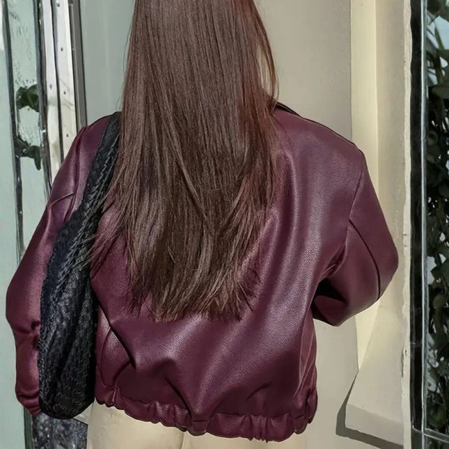 Women’s Cropped Jacket with Zipper and Collar