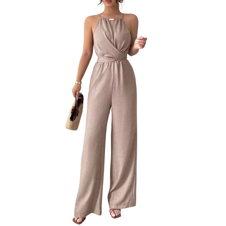 Women's Halter Neck Jumpsuit with Wide Legs