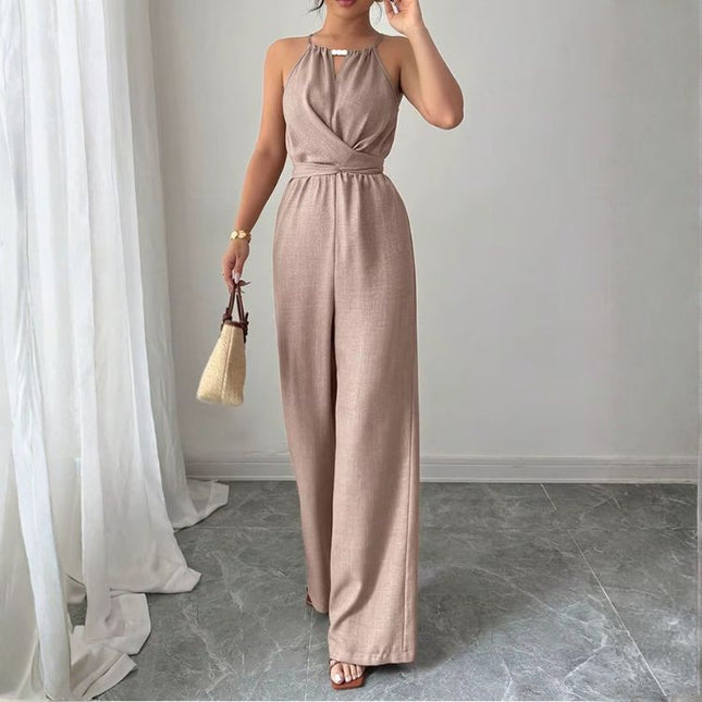 Women's Halter Neck Jumpsuit with Wide Legs